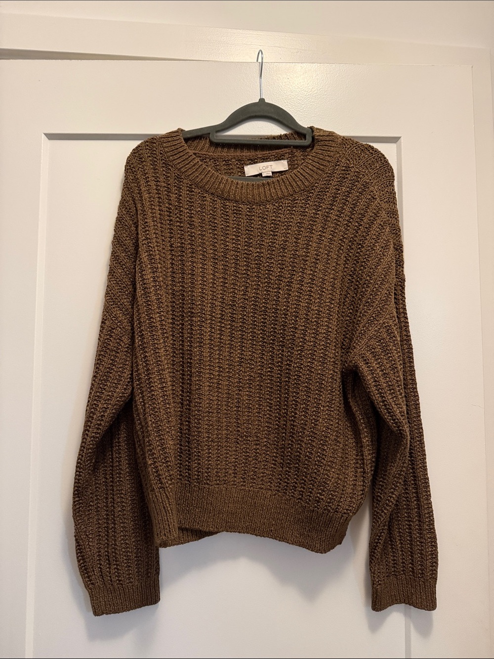 LOFT Chocolate Brown Chunky Crewneck Sweater